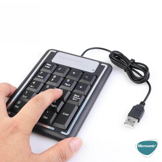 Microsonic Numeric Keypad Numpad USB Kablolu Keypad Numerik Klavye Siyah