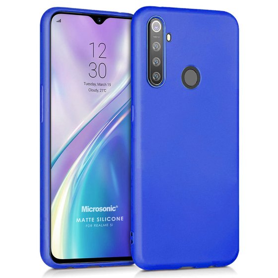 Microsonic Matte Silicone Realme 5i Kılıf Mavi