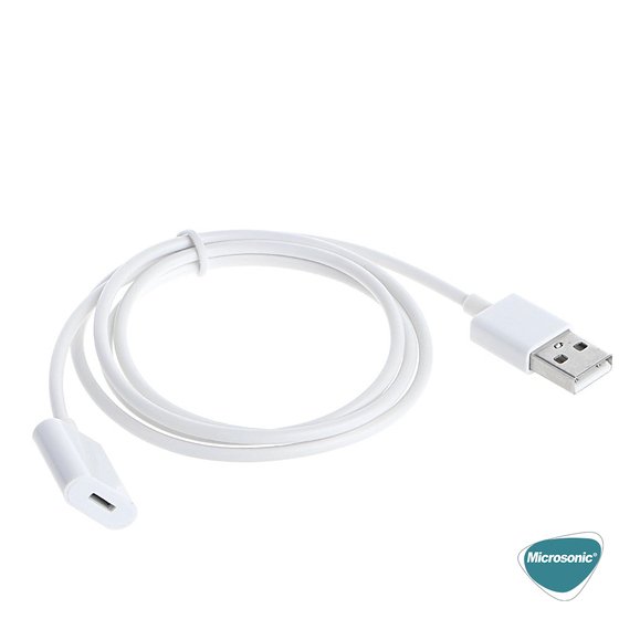 Microsonic USB to Dişi Lightning iPhone Kablo Apple Pencil için USB Şarj Kablosu Beyaz