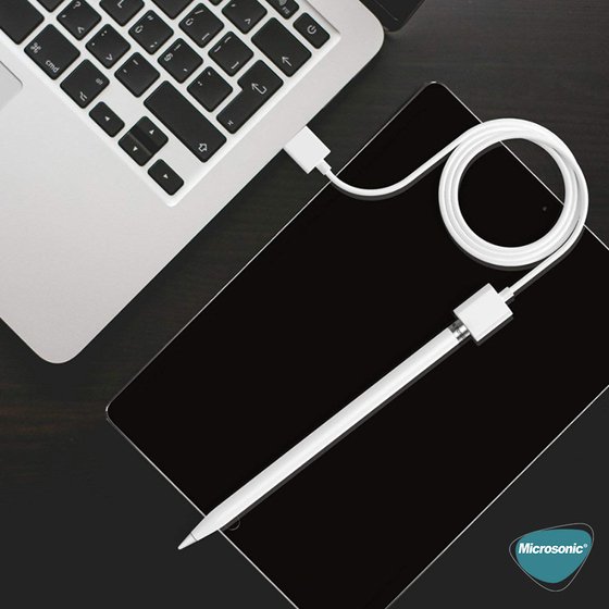 Microsonic USB to Dişi Lightning iPhone Kablo Apple Pencil için USB Şarj Kablosu Beyaz