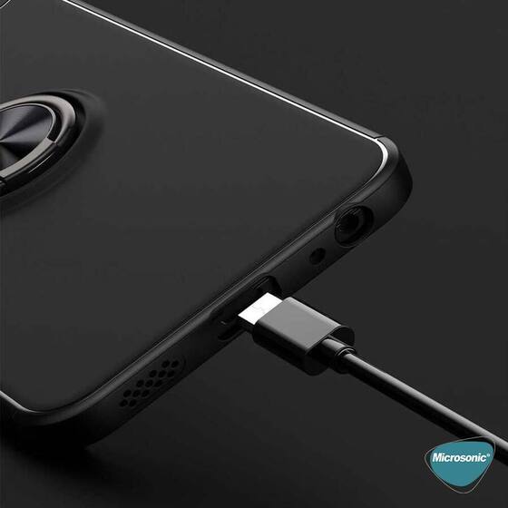 Microsonic Vivo Y32 Kılıf Kickstand Ring Holder Siyah