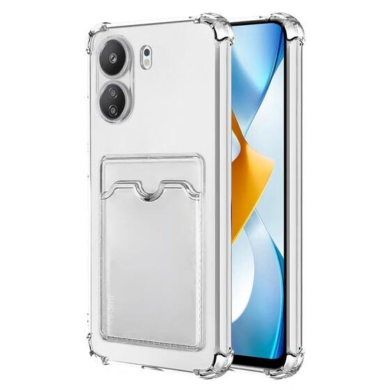 Microsonic Xiaomi Poco C65 Card Slot Shock Kılıf Şeffaf