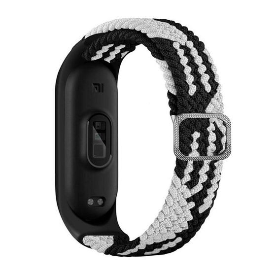 Microsonic Xiaomi Mi Band 6 Kordon Braided Solo Loop Band Siyah Beyaz