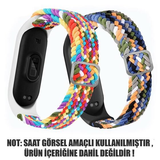 Microsonic Xiaomi Mi Band 6 Kordon Braided Solo Loop Band Siyah Beyaz