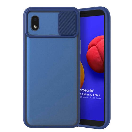 Microsonic Samsung Galaxy A01 Core Kılıf Slide Camera Lens Protection Lacivert