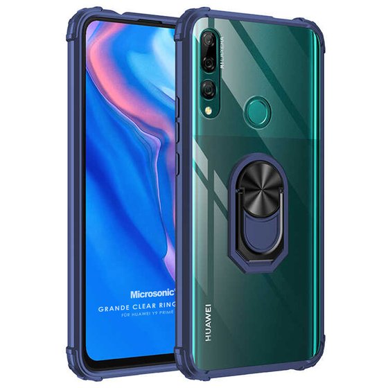 Microsonic Huawei Y9 Prime 2019 Kılıf Grande Clear Ring Holder Lacivert