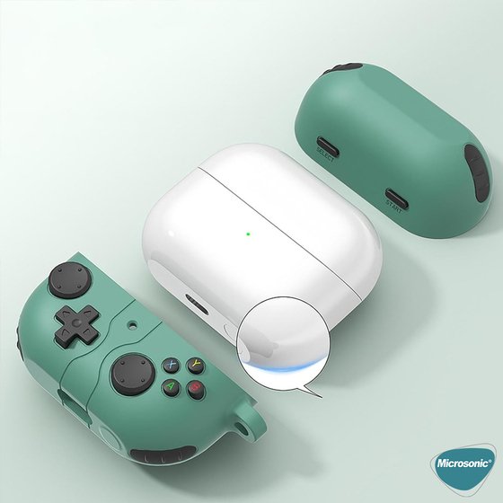 Microsonic AirPods 4 Kılıf Cartoon Figürlü Silikon Retro Gameboy Yeşil