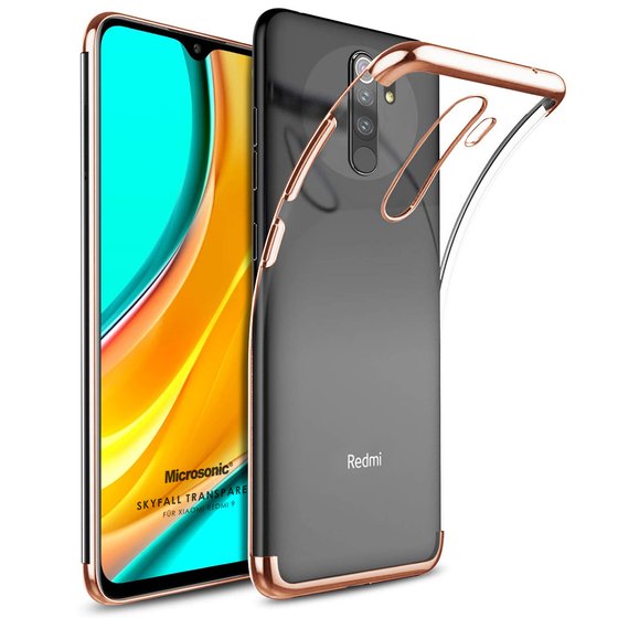 Microsonic Xiaomi Redmi 9 Kılıf Skyfall Transparent Clear Rose Gold