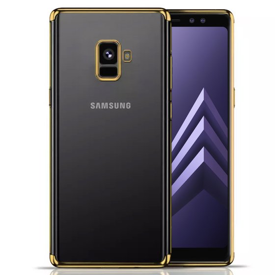 Microsonic Samsung Galaxy A8 2018 Kılıf Skyfall Transparent Clear Gold