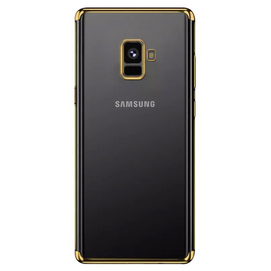 Microsonic Samsung Galaxy A8 2018 Kılıf Skyfall Transparent Clear Gold