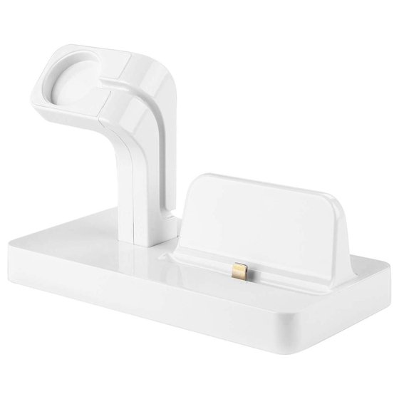 Microsonic Apple Watch ve Lightning 2 in 1 Masaüstü Şarj Standı Dock Beyaz