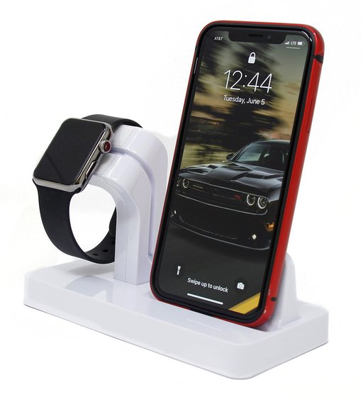 Microsonic Apple Watch ve Lightning 2 in 1 Masaüstü Şarj Standı Dock Beyaz