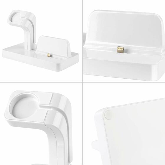 Microsonic Apple Watch ve Lightning 2 in 1 Masaüstü Şarj Standı Dock Beyaz