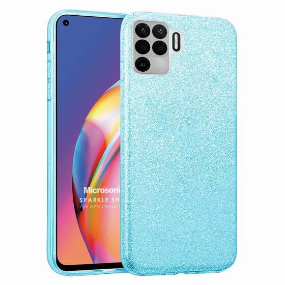 Microsonic Oppo Reno 5 Lite Kılıf Sparkle Shiny Mavi