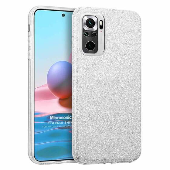 Microsonic Xiaomi Poco M5s Kılıf Sparkle Shiny Gümüş