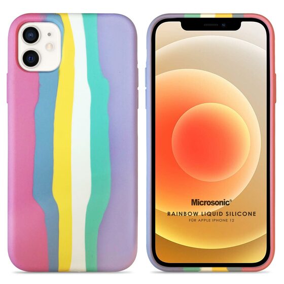 Microsonic Apple iPhone 12 Kılıf Painted Rainbow Pattern Renkli