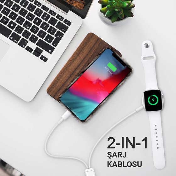 Microsonic Apple Watch ve Lightning 2 in 1 Masaüstü Manyetik Şarj Kablosu Beyaz