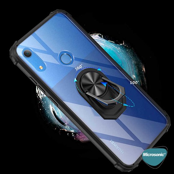 Microsonic Huawei Honor 8A Kılıf Grande Clear Ring Holder Lacivert