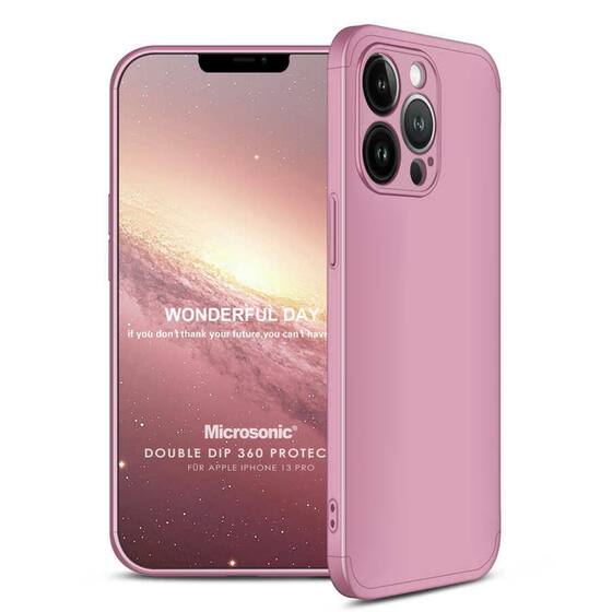 Microsonic Apple iPhone 13 Pro Kılıf Double Dip 360 Protective Rose Gold