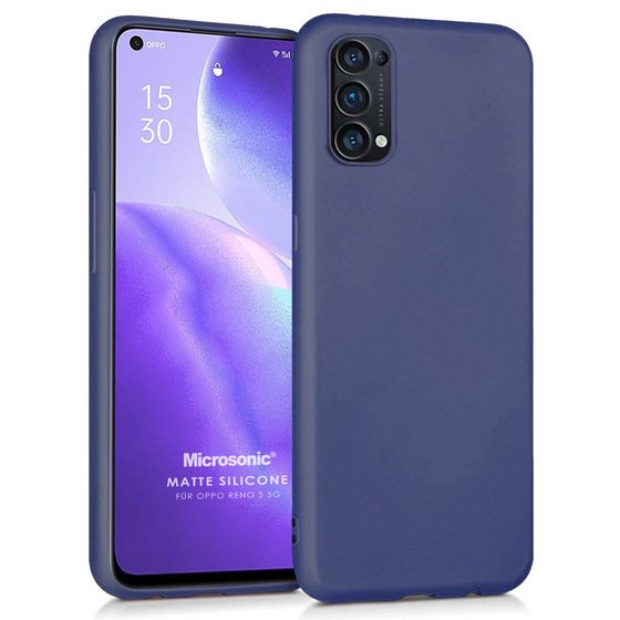 Microsonic Matte Silicone Oppo Reno 5 5G Kılıf Lacivert