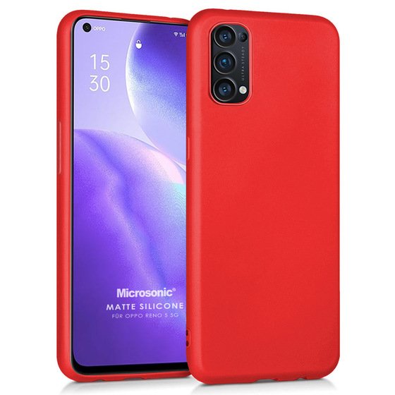 Microsonic Matte Silicone Oppo Reno 5 5G Kılıf Kırmızı