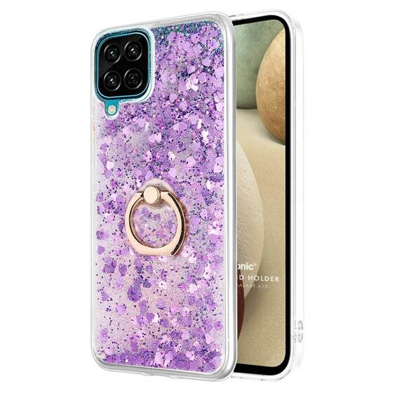 Microsonic Samsung Galaxy A12 Kılıf Glitter Liquid Holder Mor