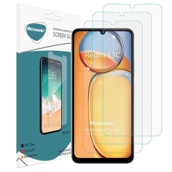 Microsonic Xiaomi Poco C65 Screen Protector Nano Glass Cam Ekran Koruyucu (3`lü Paket)