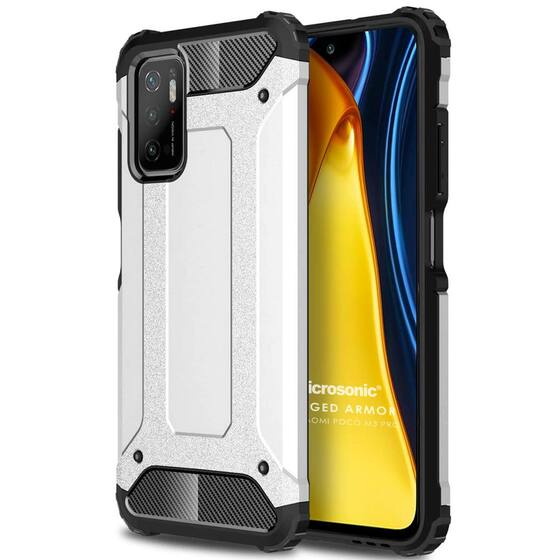 Microsonic Xiaomi Poco M3 Pro Kılıf Rugged Armor Gümüş