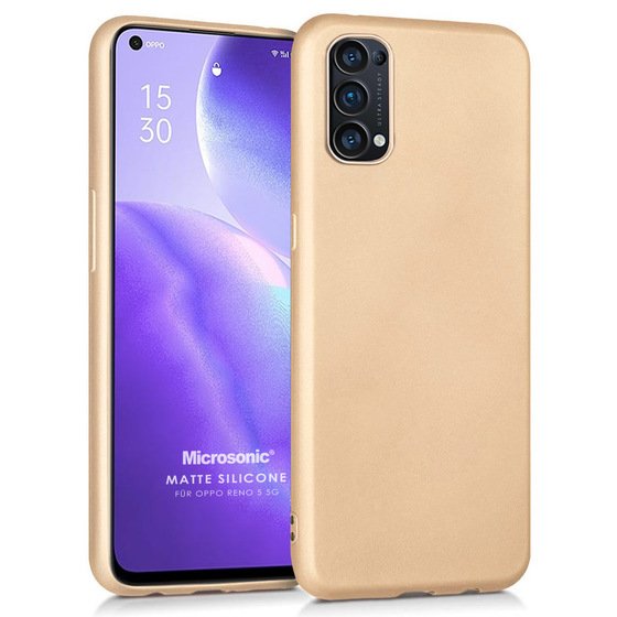 Microsonic Matte Silicone Oppo Reno 5 5G Kılıf Gold