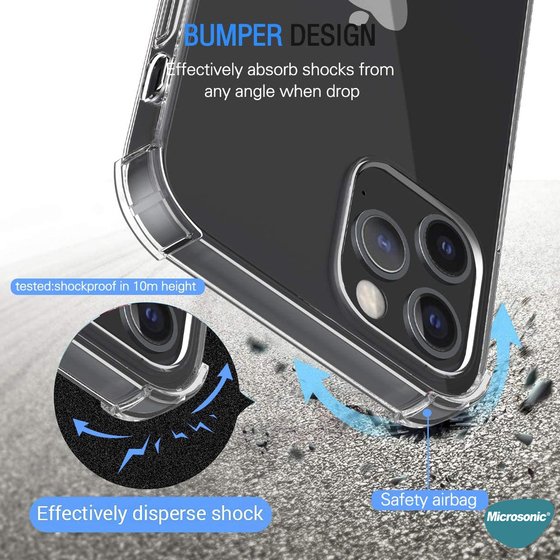 Microsonic Apple iPhone 12 Pro Kılıf Shock Absorbing Şeffaf