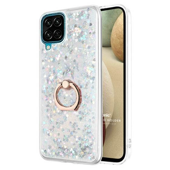 Microsonic Samsung Galaxy A12 Kılıf Glitter Liquid Holder Gümüş