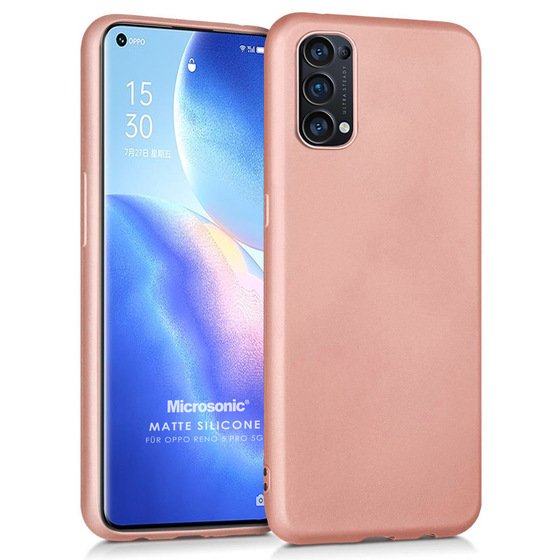 Microsonic Matte Silicone Oppo Reno 5 Pro 5G Kılıf Rose Gold