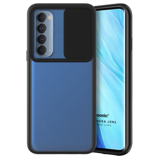 Microsonic Oppo Reno 4 Pro Kılıf Slide Camera Lens Protection Siyah