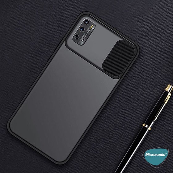 Microsonic Oppo Reno 4 Pro Kılıf Slide Camera Lens Protection Siyah