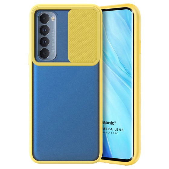 Microsonic Oppo Reno 4 Pro Kılıf Slide Camera Lens Protection Sarı