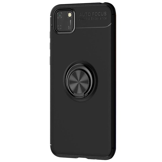 Microsonic Huawei Y5P Kılıf Kickstand Ring Holder Siyah