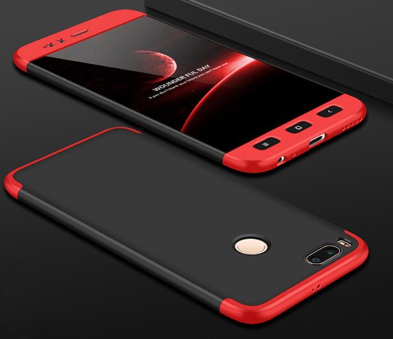 Microsonic Xiaomi Mi 5X Kılıf Double Dip 360 Protective Siyah Kırmızı