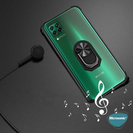 Microsonic Huawei P40 Lite Kılıf Grande Clear Ring Holder Lacivert