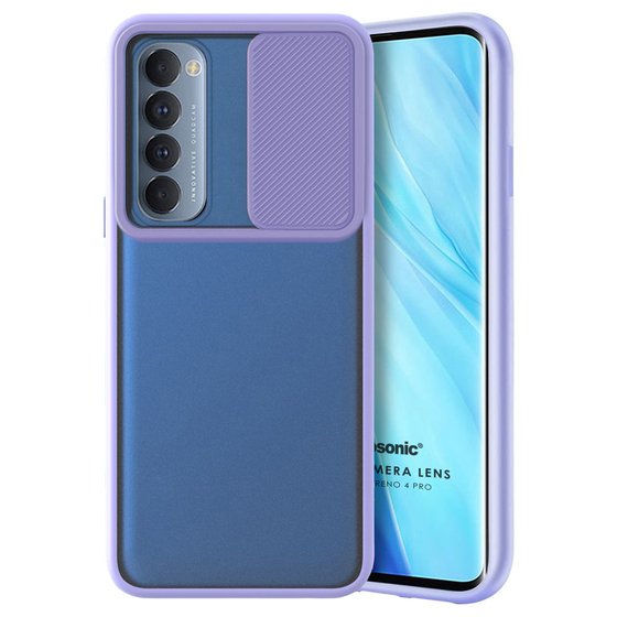 Microsonic Oppo Reno 4 Pro Kılıf Slide Camera Lens Protection Lila