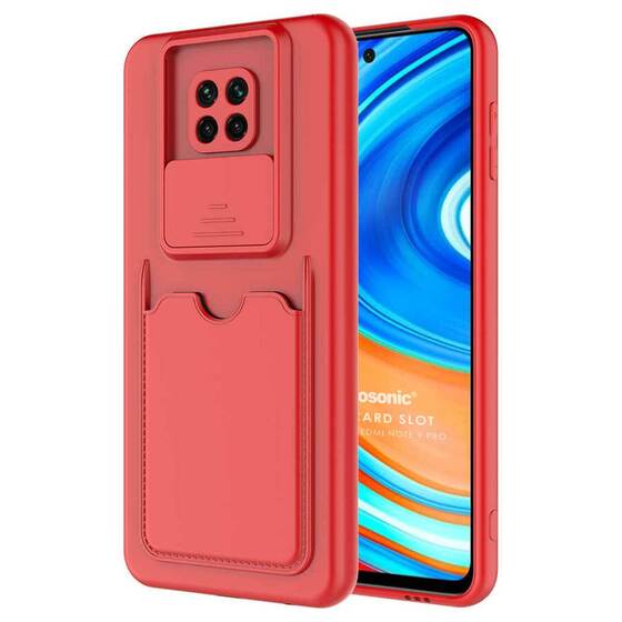 Microsonic Xiaomi Redmi Note 9 Pro Max Kılıf Inside Card Slot Kırmızı