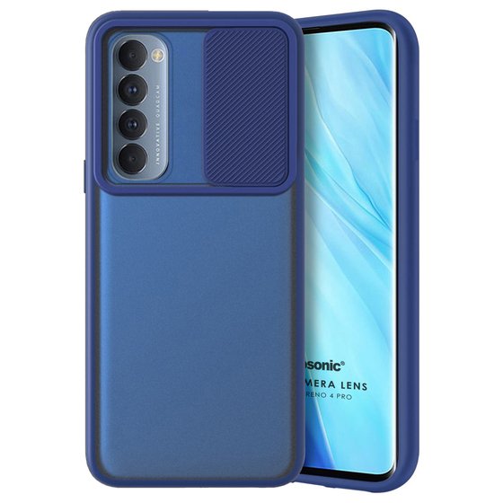 Microsonic Oppo Reno 4 Pro Kılıf Slide Camera Lens Protection Lacivert