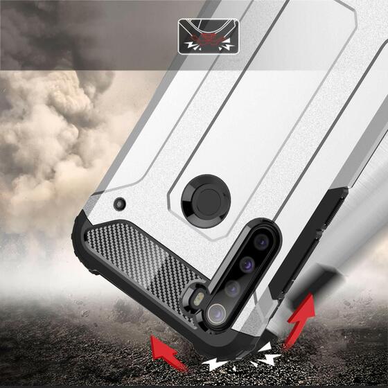 Microsonic Xiaomi Redmi Note 8 Kılıf Rugged Armor Gümüş