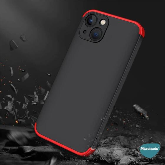 Microsonic Apple iPhone 13 Mini Kılıf Double Dip 360 Protective Siyah Mavi