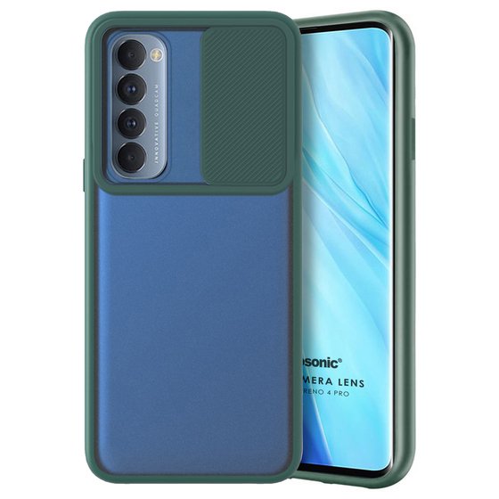 Microsonic Oppo Reno 4 Pro Kılıf Slide Camera Lens Protection Koyu Yeşil