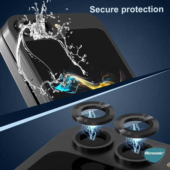Microsonic Samsung Galaxy Z Flip 7 Tekli Kamera Lens Koruma Camı Siyah