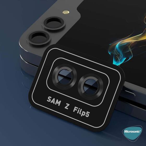 Microsonic Samsung Galaxy Z Flip 7 Tekli Kamera Lens Koruma Camı Siyah