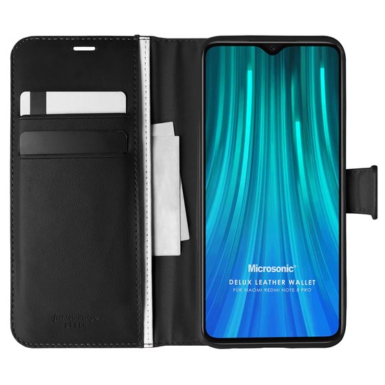 Microsonic Xiaomi Redmi Note 8 Pro Kılıf Delux Leather Wallet Siyah