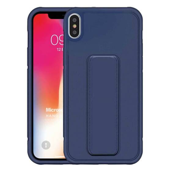 Microsonic Apple iPhone XS Max Kılıf Hand Strap Lacivert