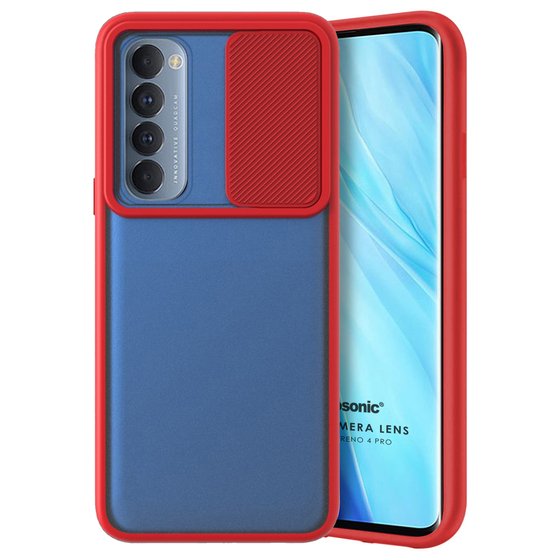 Microsonic Oppo Reno 4 Pro Kılıf Slide Camera Lens Protection Kırmızı