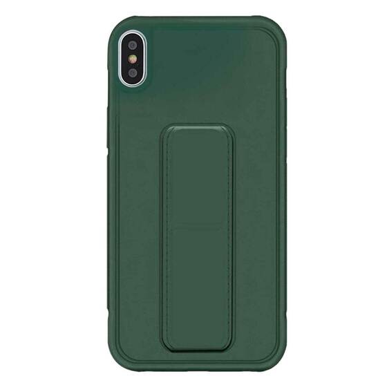 Microsonic Apple iPhone XS Max Kılıf Hand Strap Koyu Yeşil